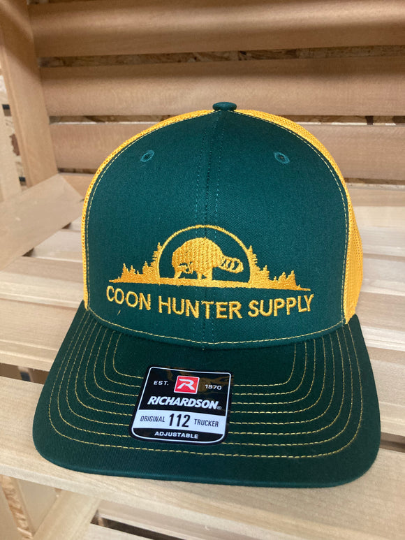 Coon Hunter Supply Hat Green/Gold - Coon Hunter Supply